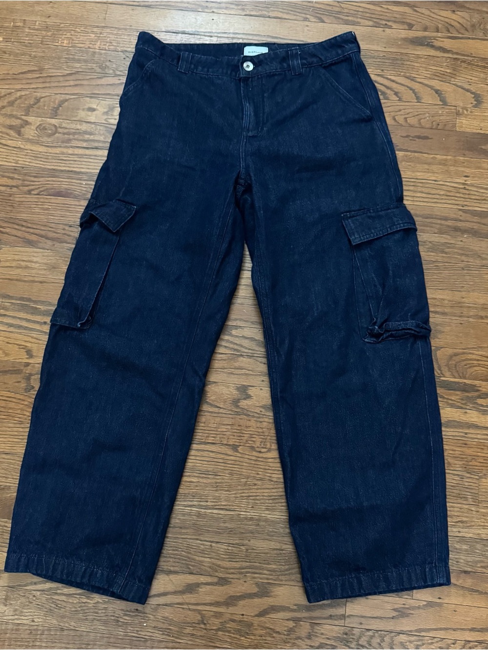 Everlane The Mid-Rise Cargo Jean in Tungsten Rinse Dark Blue 30R EUC
